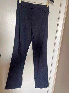 Navy High-Waist (no waist band) Wide-Leg Pants